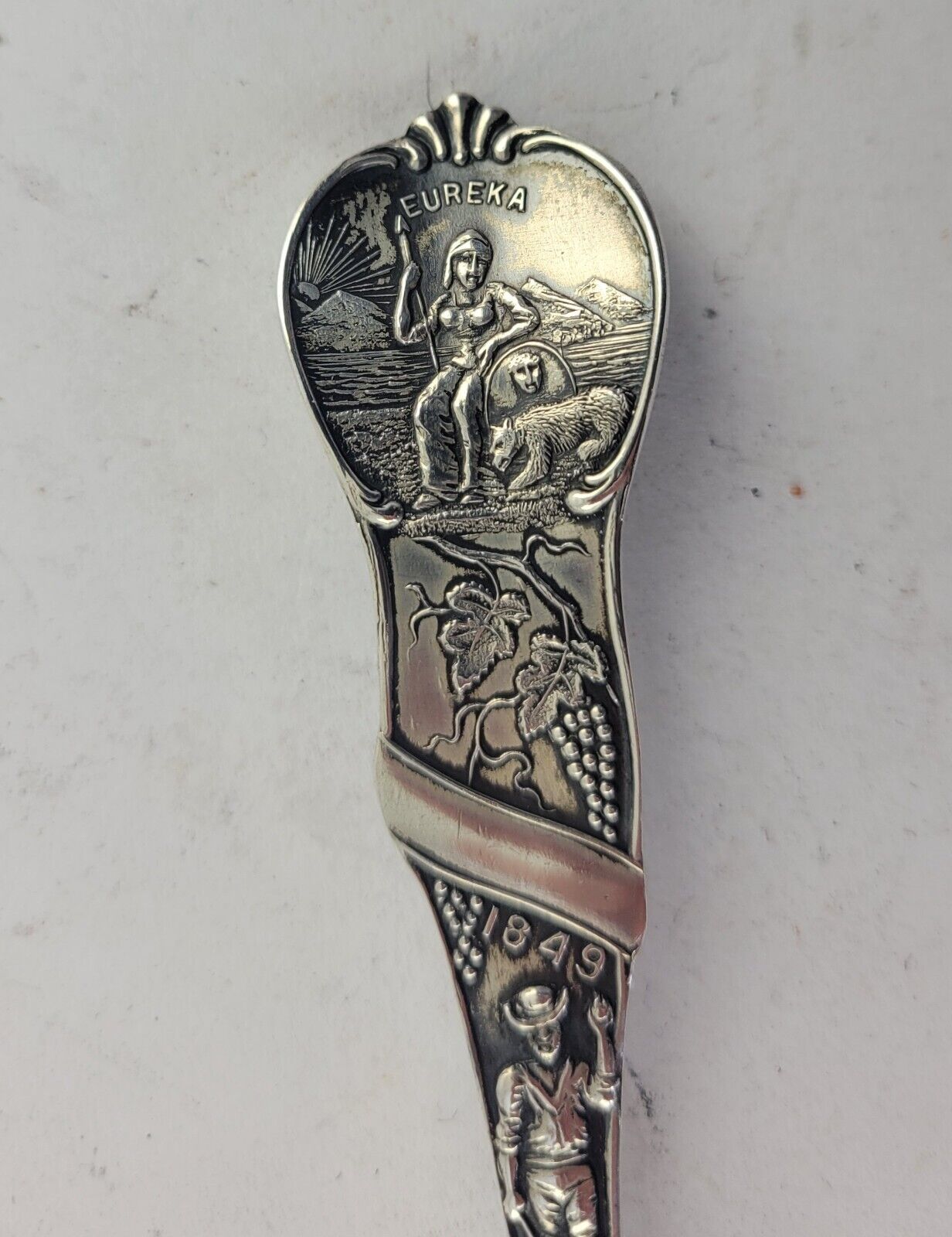San Francisco 5 3/4" Sterling Silver Souvenir Spoon .72oz. Golden Gate Mechanics
