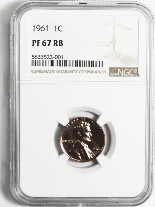 1961 1c Proof Lincoln Memorial Cent One Penny NGC PF67 RB Gem Unc