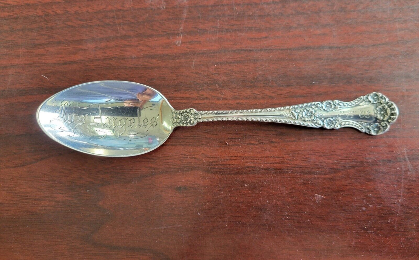 1903 Los Angeles Sterling Silver 5 3/8" Souvenir Spoon .56oz. By Gorham