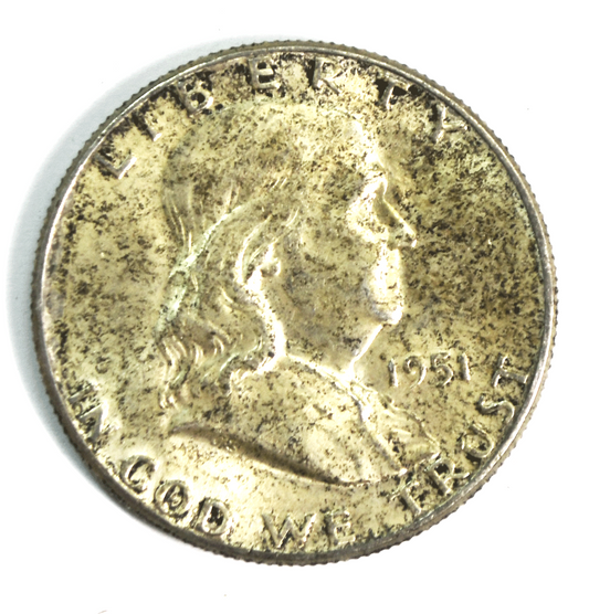 1951 50c Franklin Silver Half Dollar Fifty Cents Philadelphia AU