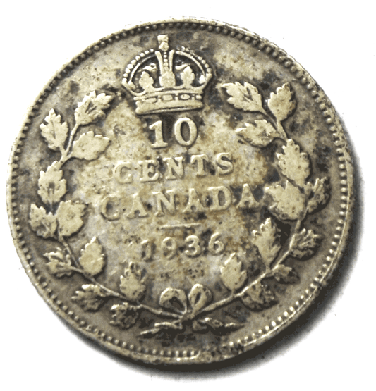 1936 Canada 10c Ten Cents Silver Coin Dime KM# 23
