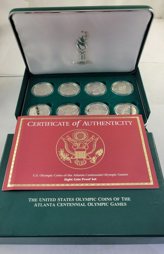 1996 US Olympic Atlanta Centennial Olympic Games 8pc Proof Set w/ Box & COA