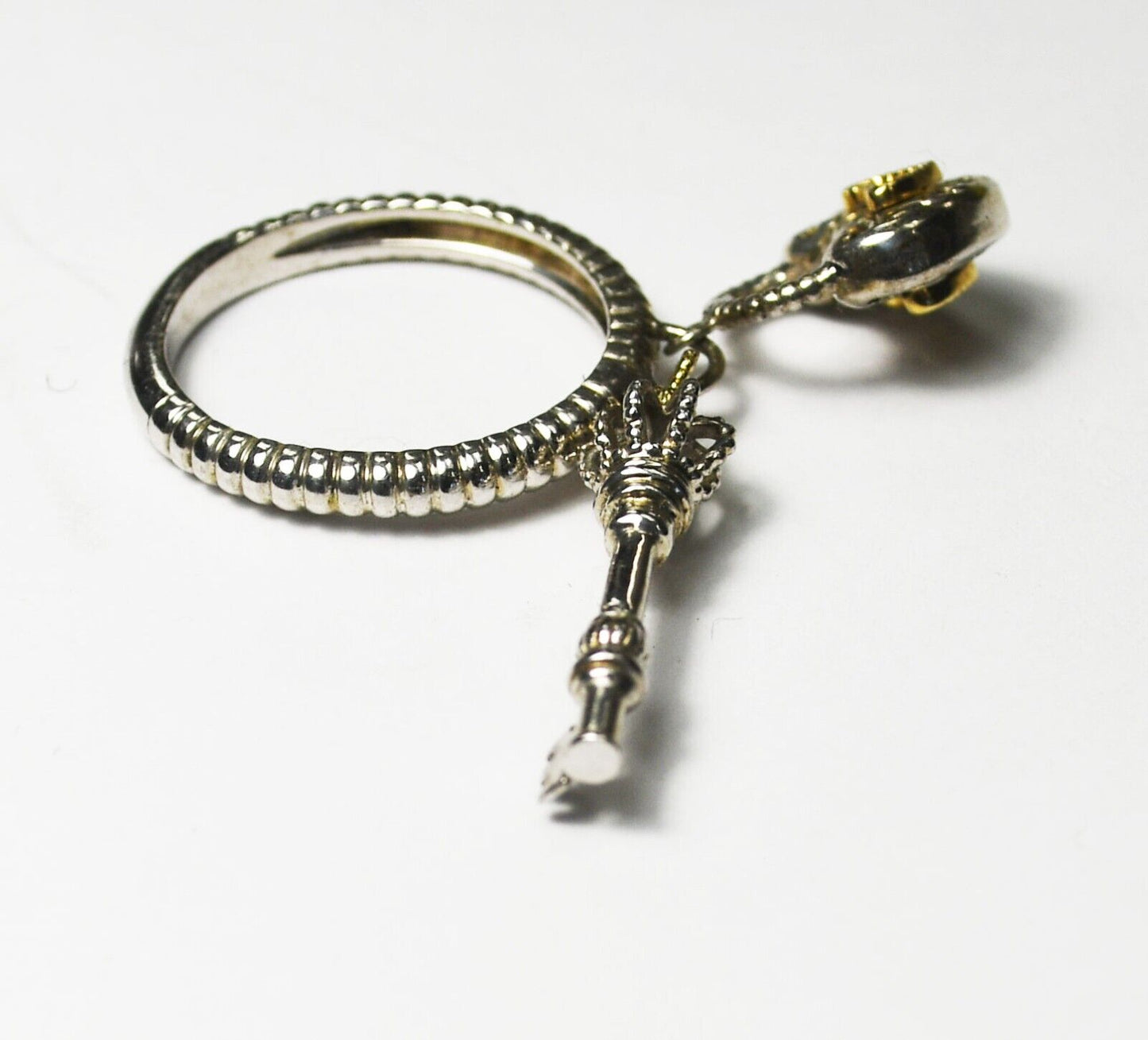 Sterling RCI 14k GF Lock Key Ring 2.5mm Band Size 8.25