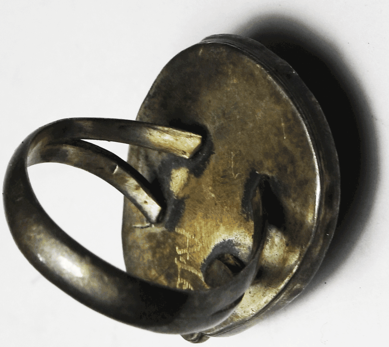 Antique Sterling Silver Green Turquoise Horse Shoe Ring 25mm Size 8