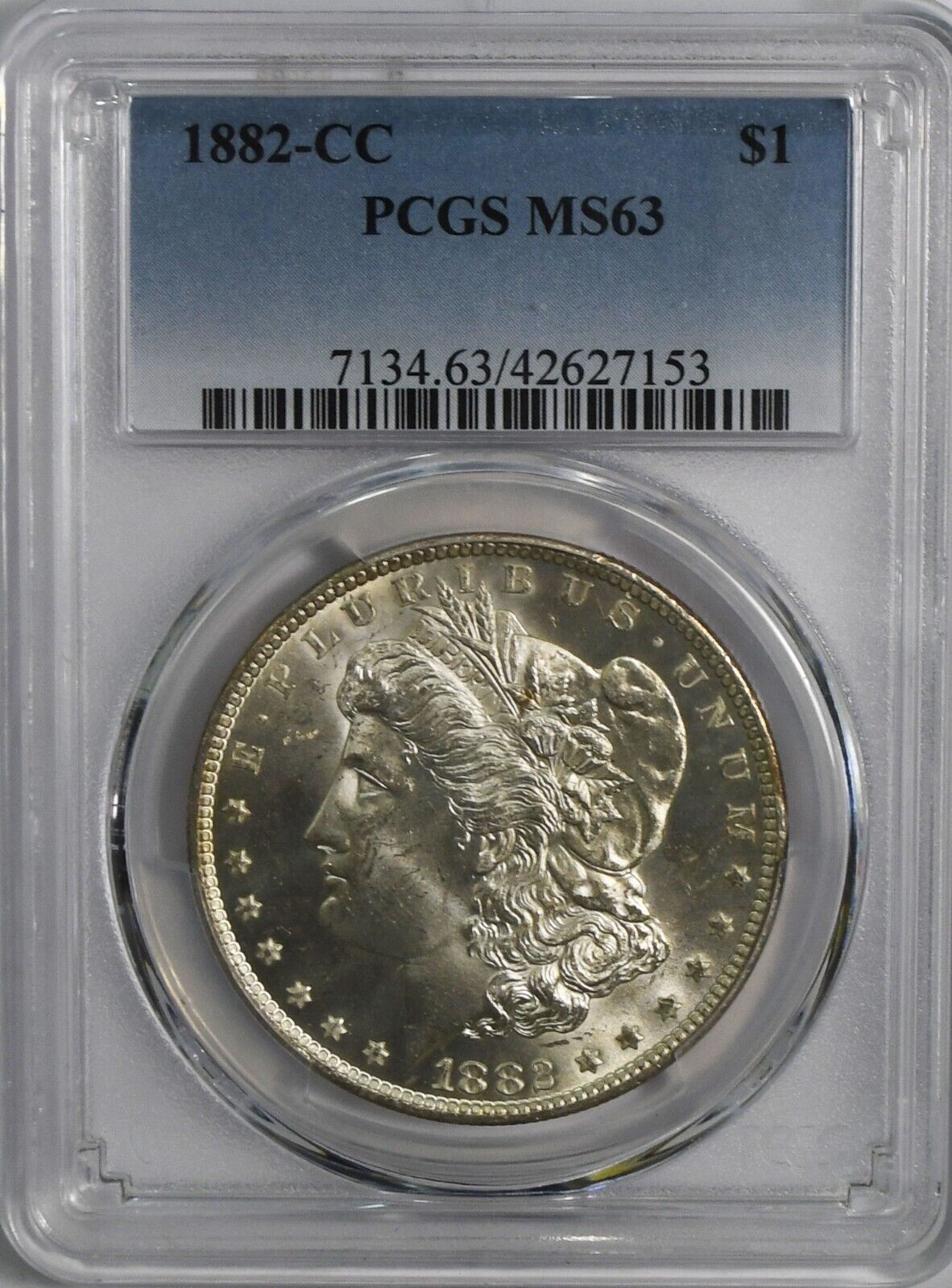 1882 CC $1 Morgan Silver One Dollar MS63 PCGS Uncirculated Carson City