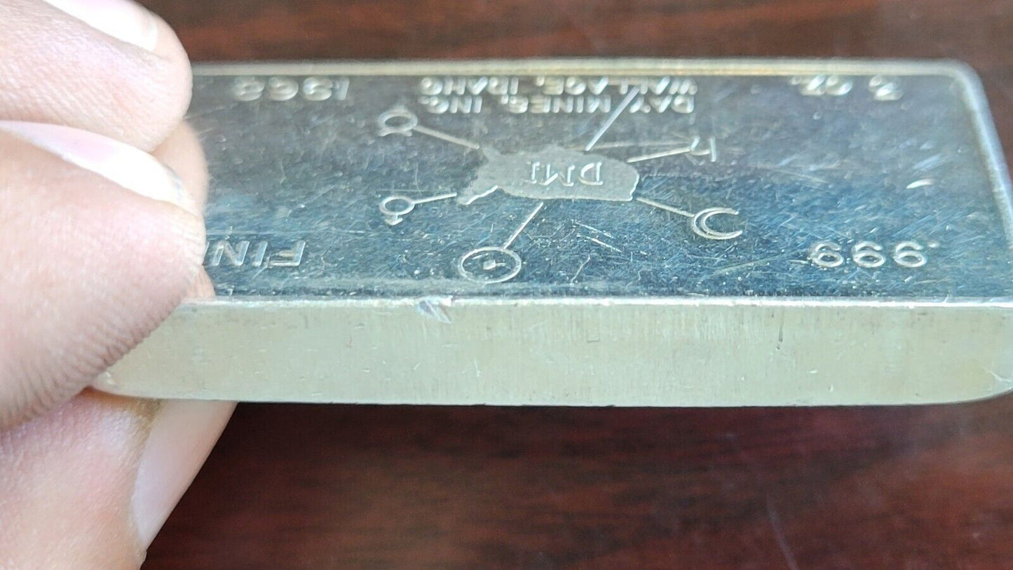 1968 Day Mines Inc Wallace Idaho 3 oz .999 Fine Silver W.H FOSTER Inc. Bar