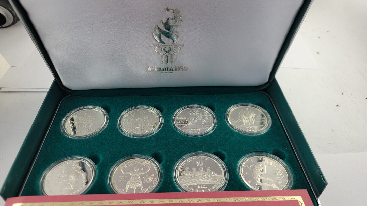 1996 US Olympic Atlanta Centennial Olympic Games 8pc Proof Set w/ Box & COA