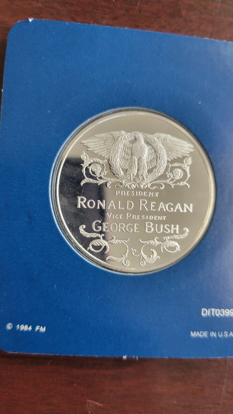 Official 1985 Ronald Reagan Bush Inaugural Medal .999 Fine Silver Limited Proof