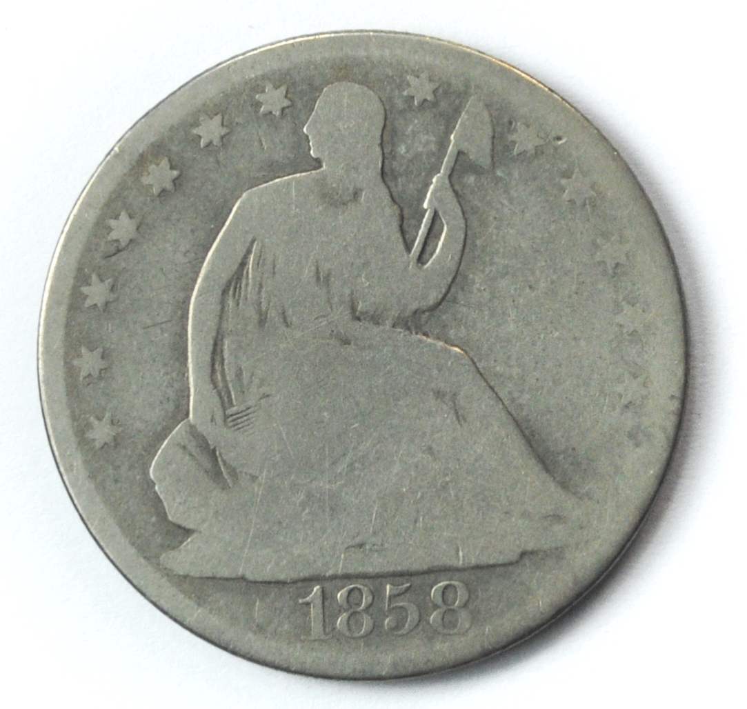 1858 O 50c Seated Liberty Silver Half Dollar Fifty Cents New Orleans