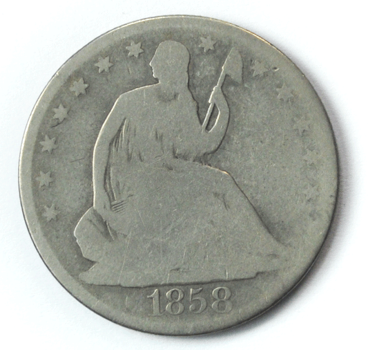1858 O 50c Seated Liberty Silver Half Dollar Fifty Cents New Orleans