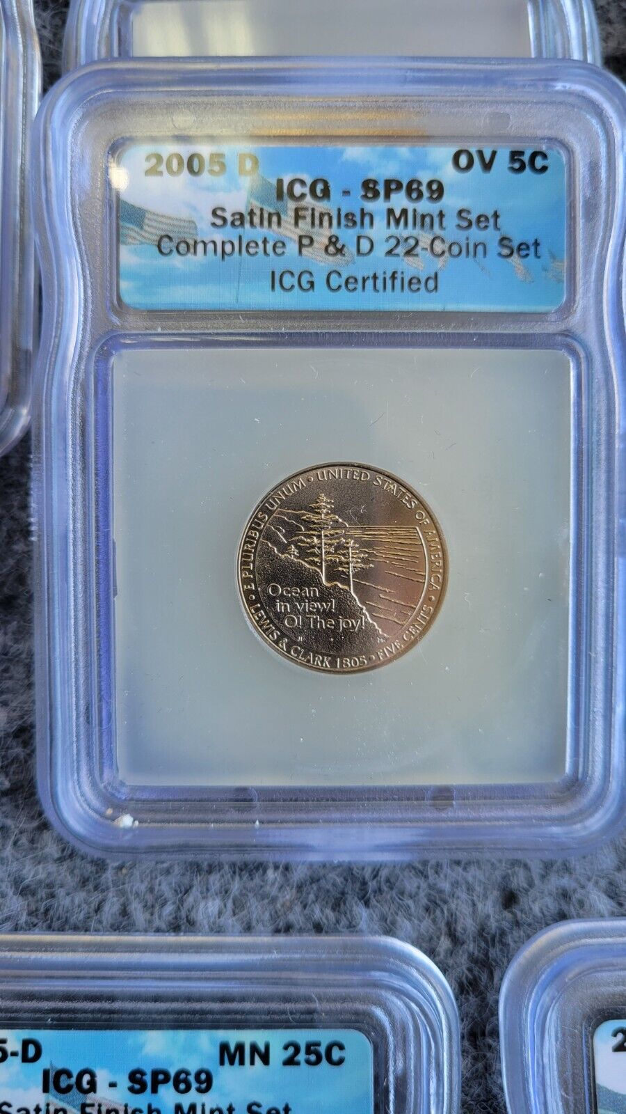 2005-P & D Satin ICG SP69 Set Sacagawea, Cent, Dime, Half, Quarter, Nickel 22pc