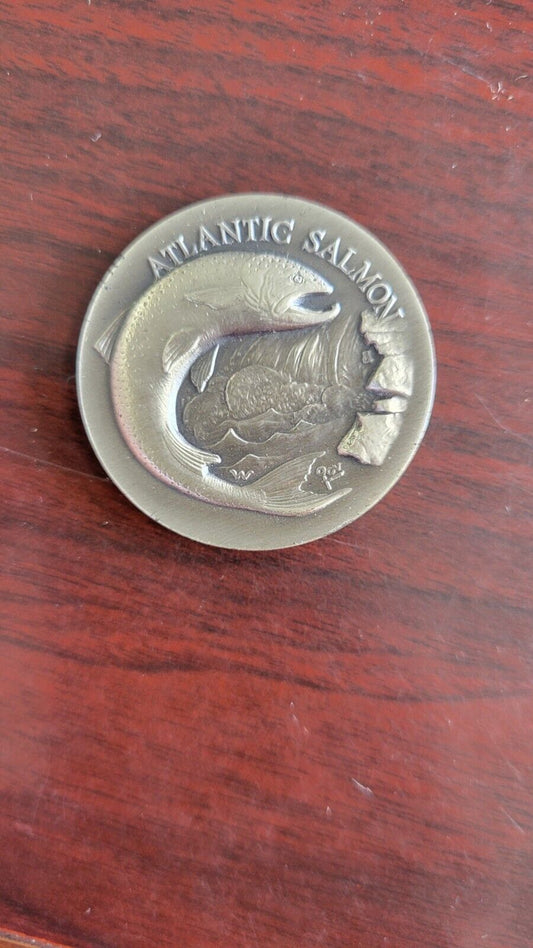 Longines Symphonette Sterling Atlantic Salmon Wildlife Series Medal 1.1oz Coin