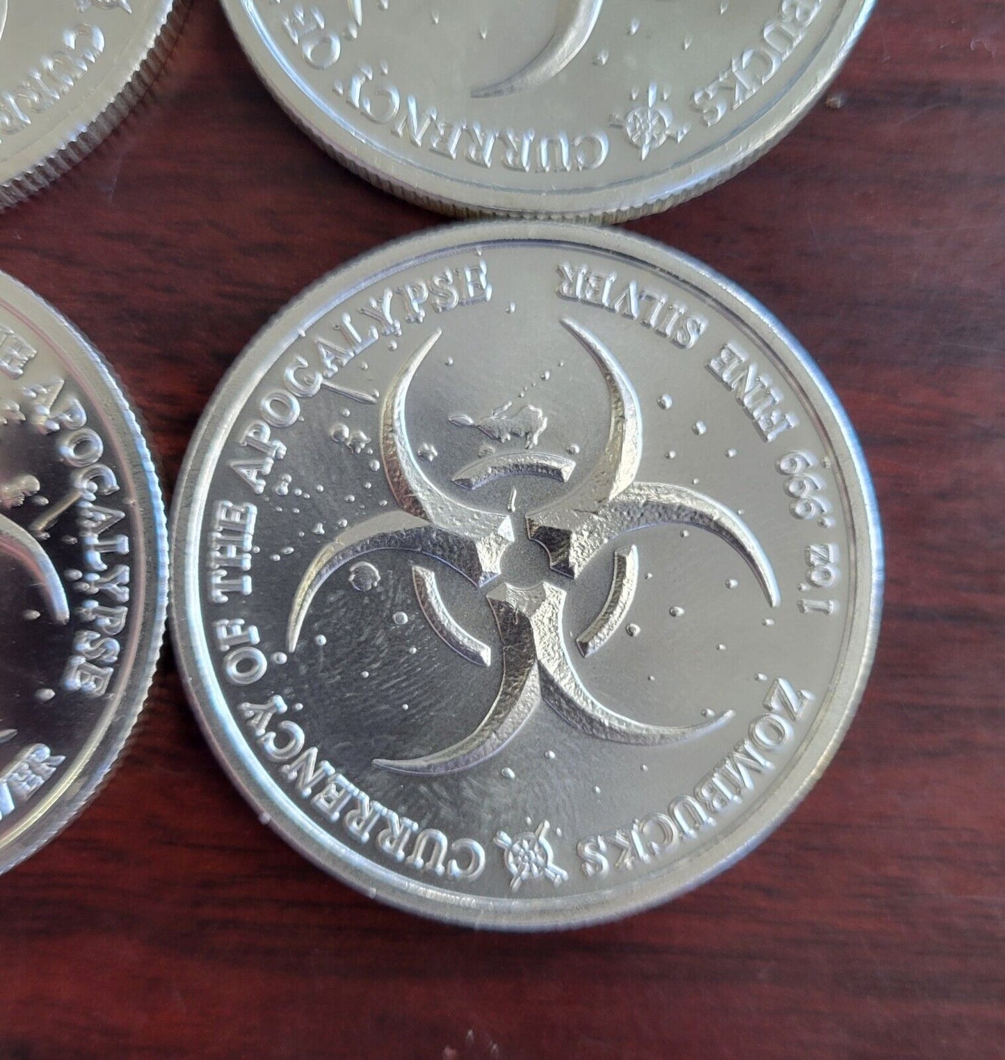 7pc Set Of Zombucks .999 Fine Silver 1oz. Zombuff, Morgue Anne, Murk Diem