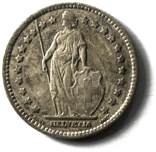 1911 B Switzerland One Franc Silver Coin KM# 24