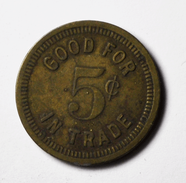 The Rex Dick & Jack St Joseph Missouri 705 Edmond St 5c Trade Token 21mm