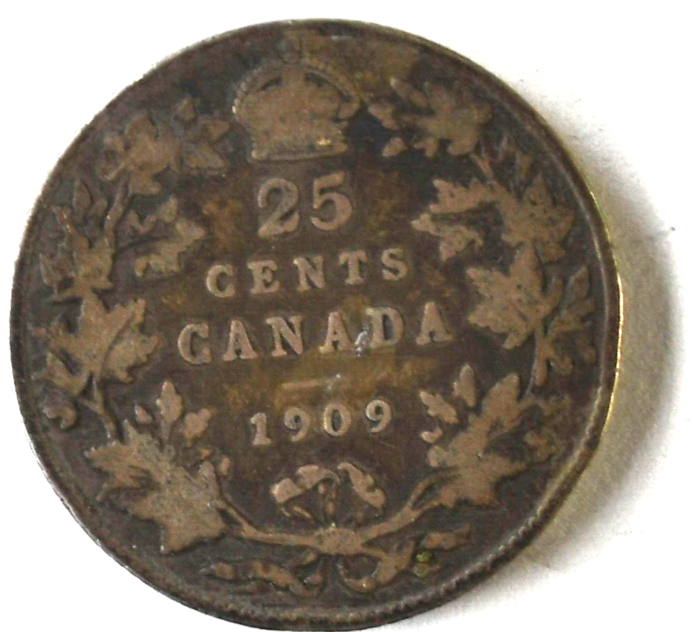1909 25c Canada Silver Quarter Dollar KM#24