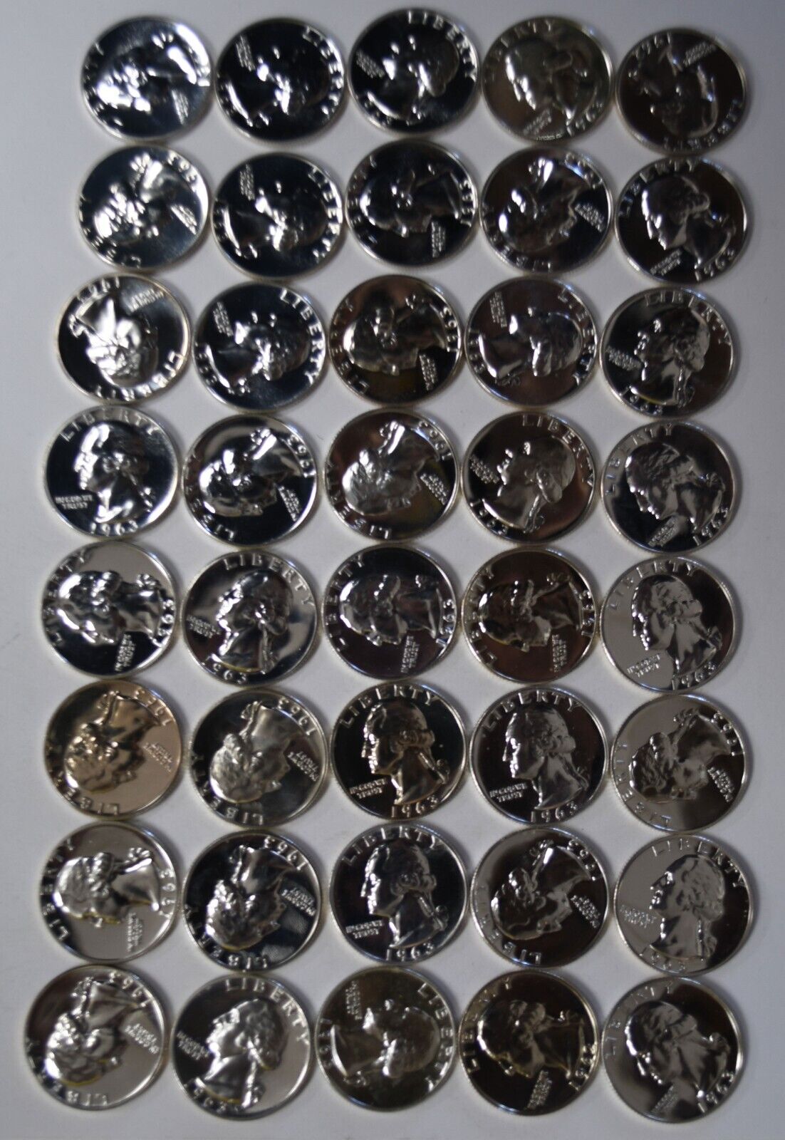 40pc Roll of 1963 25c Washington Silver Quarter Dollar Proof Coins