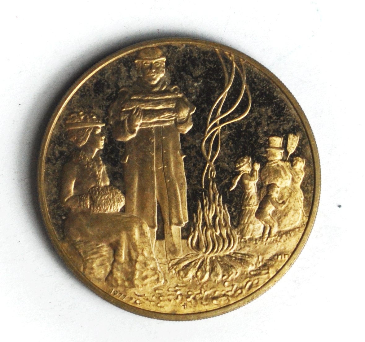 1977 Franklin Mint Bronze Snowman Christmas X-mas 39mm Round