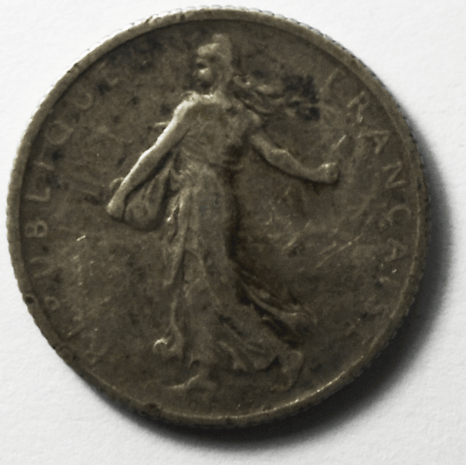 1909 France Silver One Franc Coin KM# 844.1