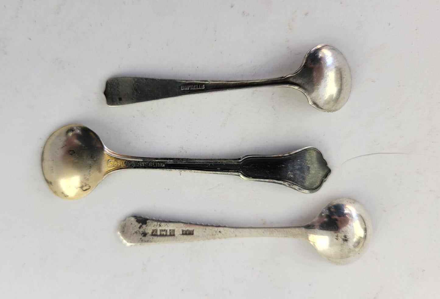 Vintage Sterling Silver Lot of 3 Salt Spoons SSMC