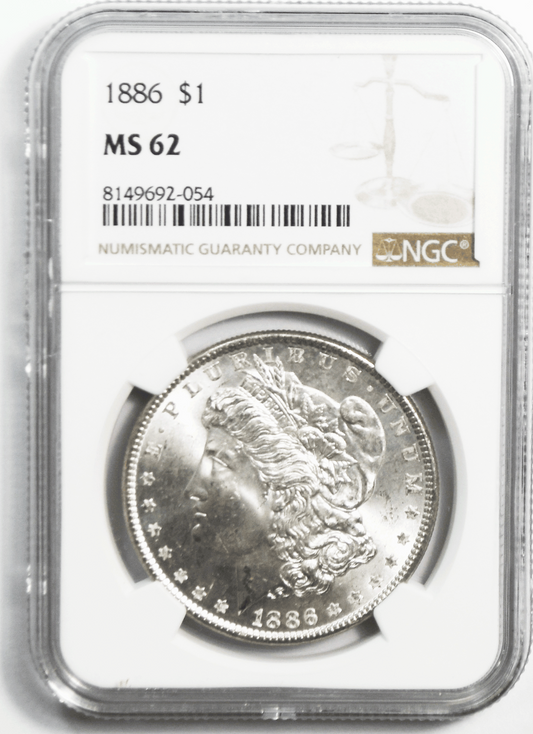 1886 $1 Morgan Silver Dollar MS62 NGC Uncirculated Philadelphia