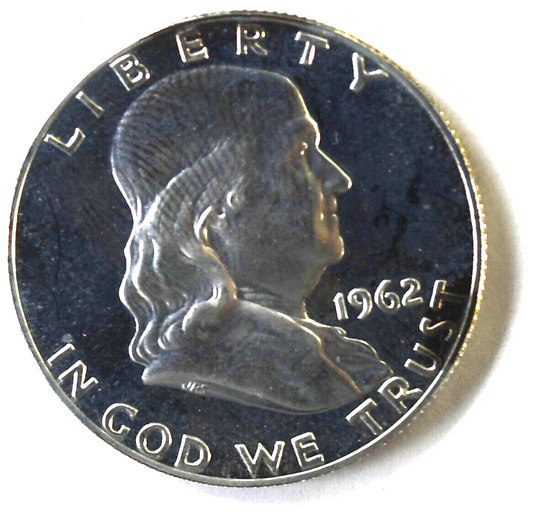 1962 50c Franklin Silver Proof Half Dollar Fifty Cents Cameo Obverse