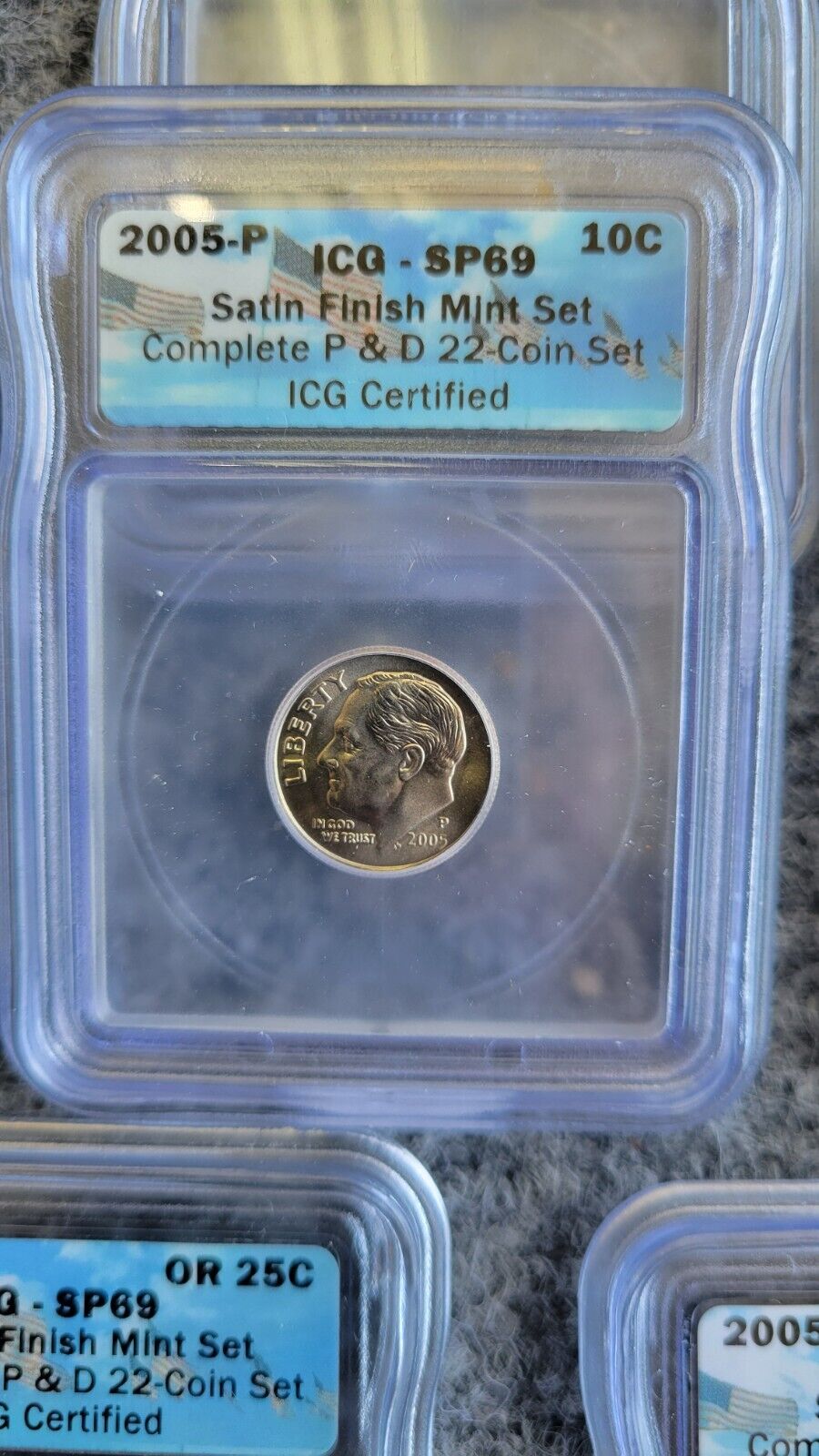 2005-P & D Satin ICG SP69 Set Sacagawea, Cent, Dime, Half, Quarter, Nickel 22pc