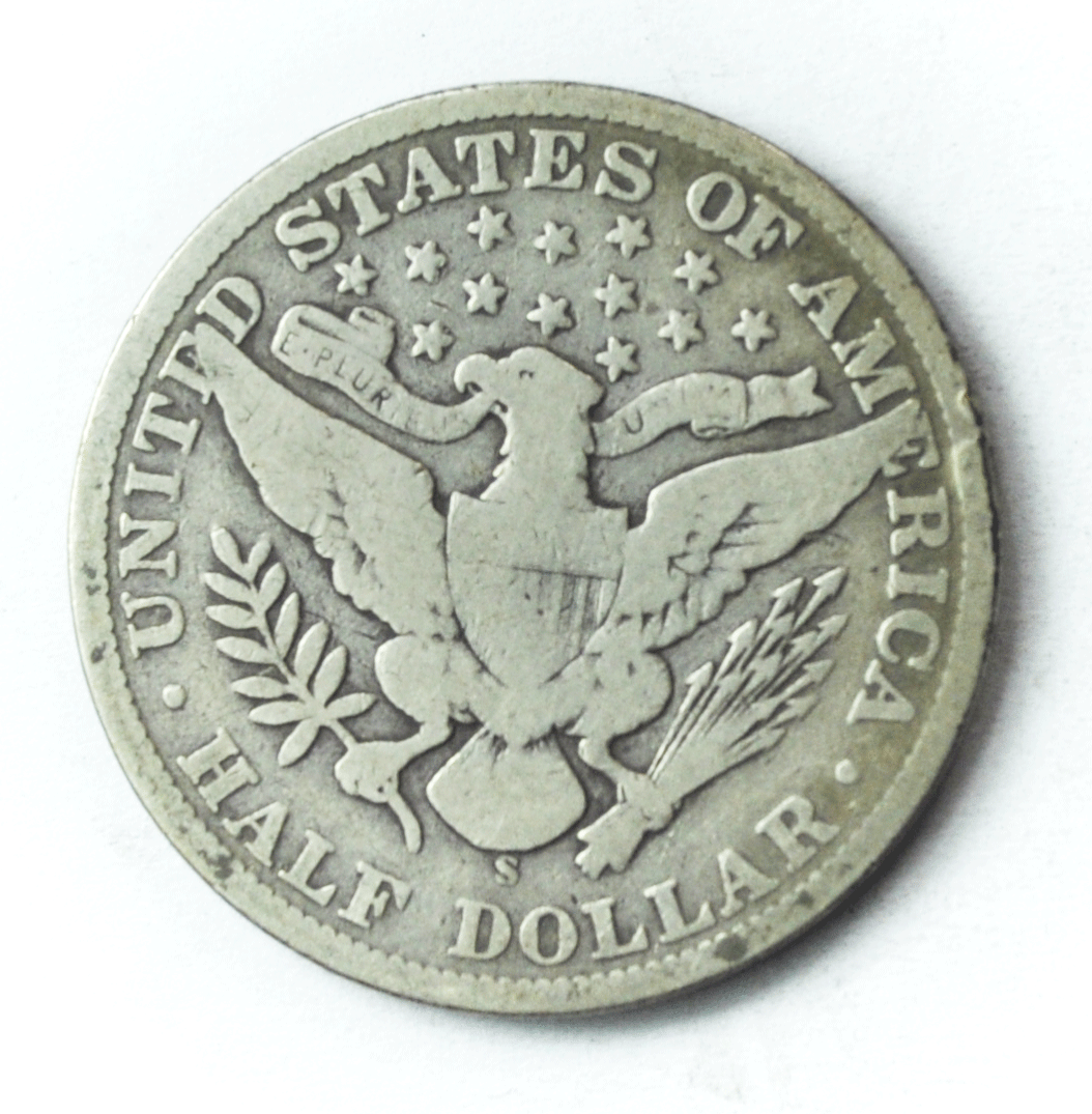 1908 S 50c Barber Silver Half Dollar Fifty Cents US San Francisco
