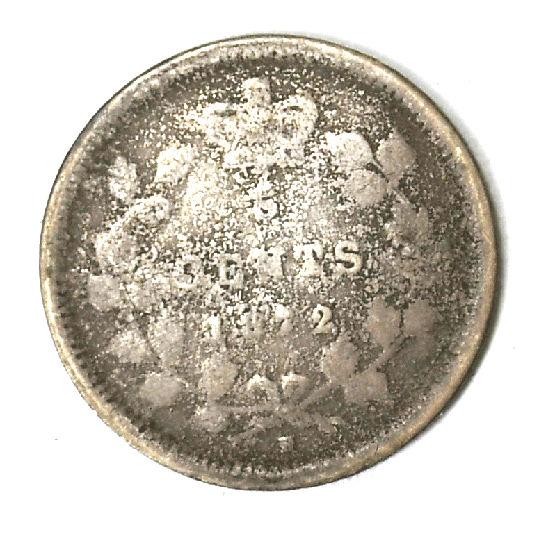 1872 H Canada 5c Five Cents Silver Coin Half Dime KM# 2