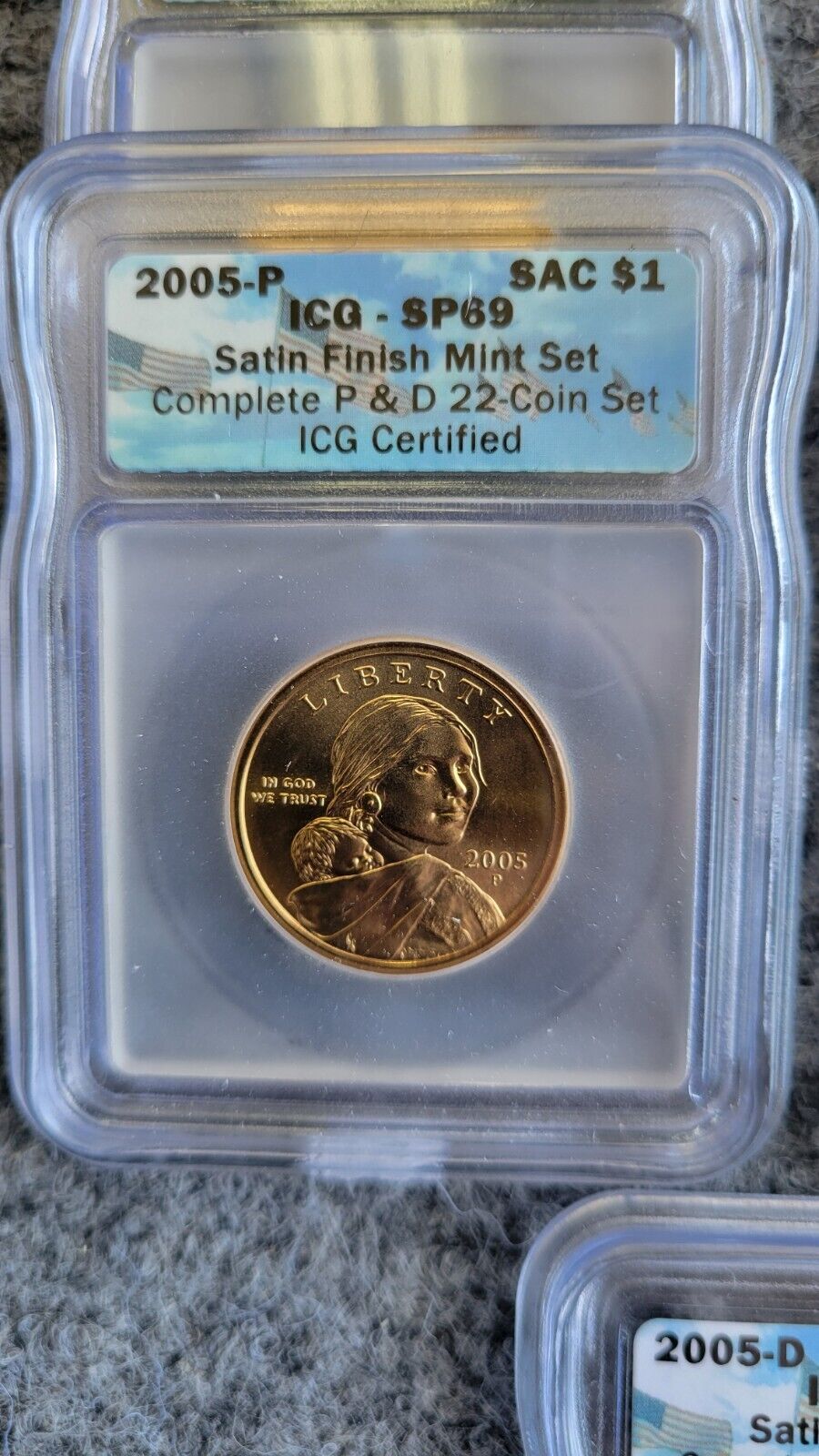 2005-P & D Satin ICG SP69 Set Sacagawea, Cent, Dime, Half, Quarter, Nickel 22pc