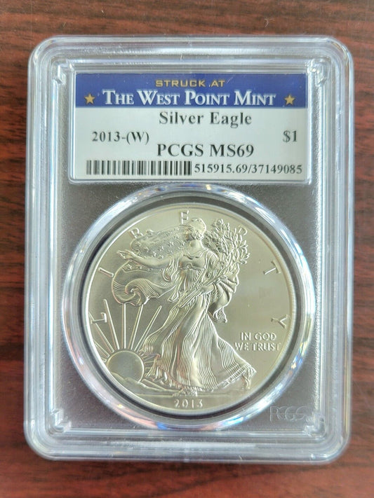 2013-(W) American Silver Eagle - PCGS MS69 Struck at West Point Blue Label