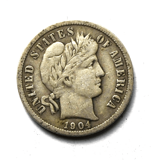 1904 10c Barber Silver Ten Cents Dime US Philadelphia