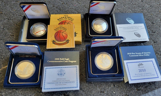 US Mint 2020, 10, 14 Commemorative Silver $1 Baseball,  Basketball, Eagle, Scout