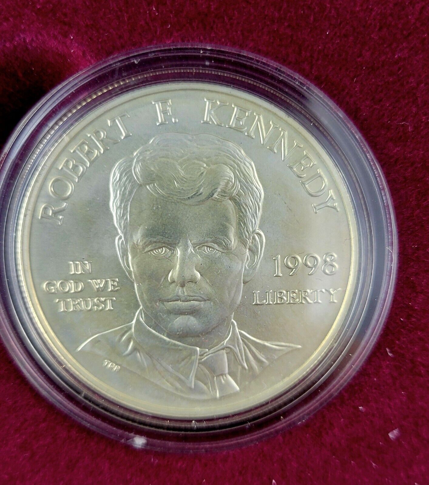 1998 S Kennedy Commemorative Collector's Set  BU Silver Matte Boxed 2pc Set