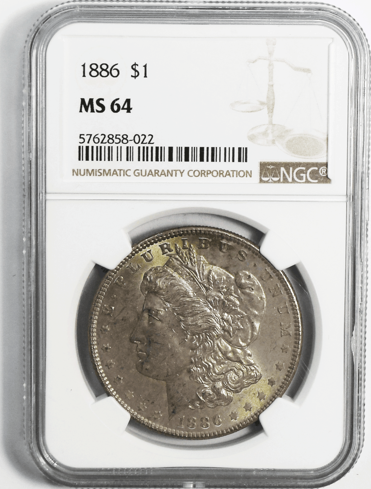 1886 $1 Morgan Silver Dollar MS64 NGC Uncirculated BU Philadelphia