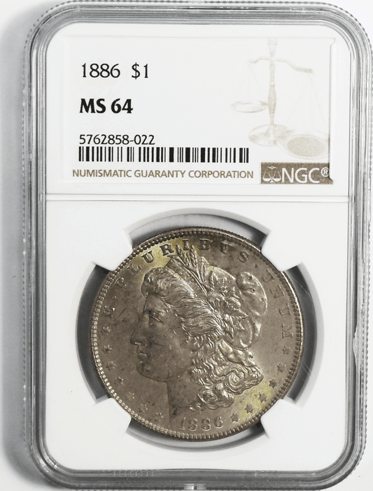 1886 $1 Morgan Silver Dollar MS64 NGC Uncirculated BU Philadelphia