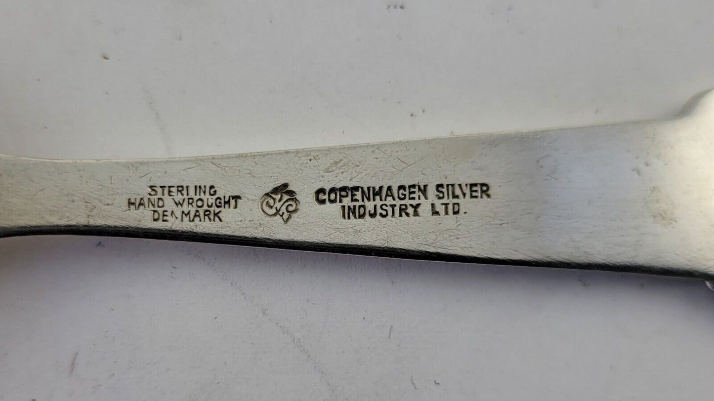 Vintage Copenhagen Sterling Silver Spoons 5 1/4" Denmark 1.3oz. Hand Wroght