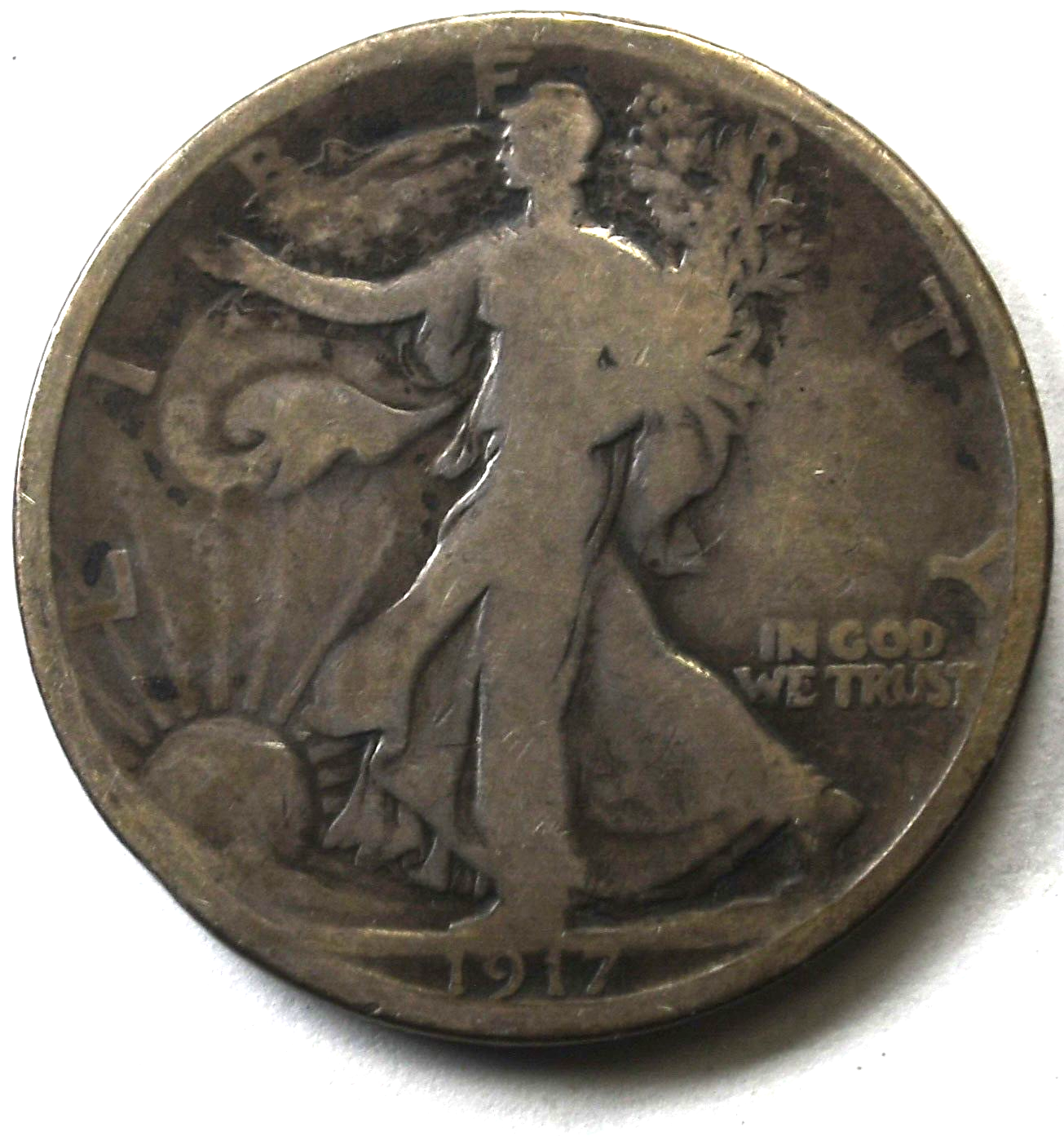 1917 DR 50c Walking Liberty Silver Half Dollar Fifty Cents Denver Reverse