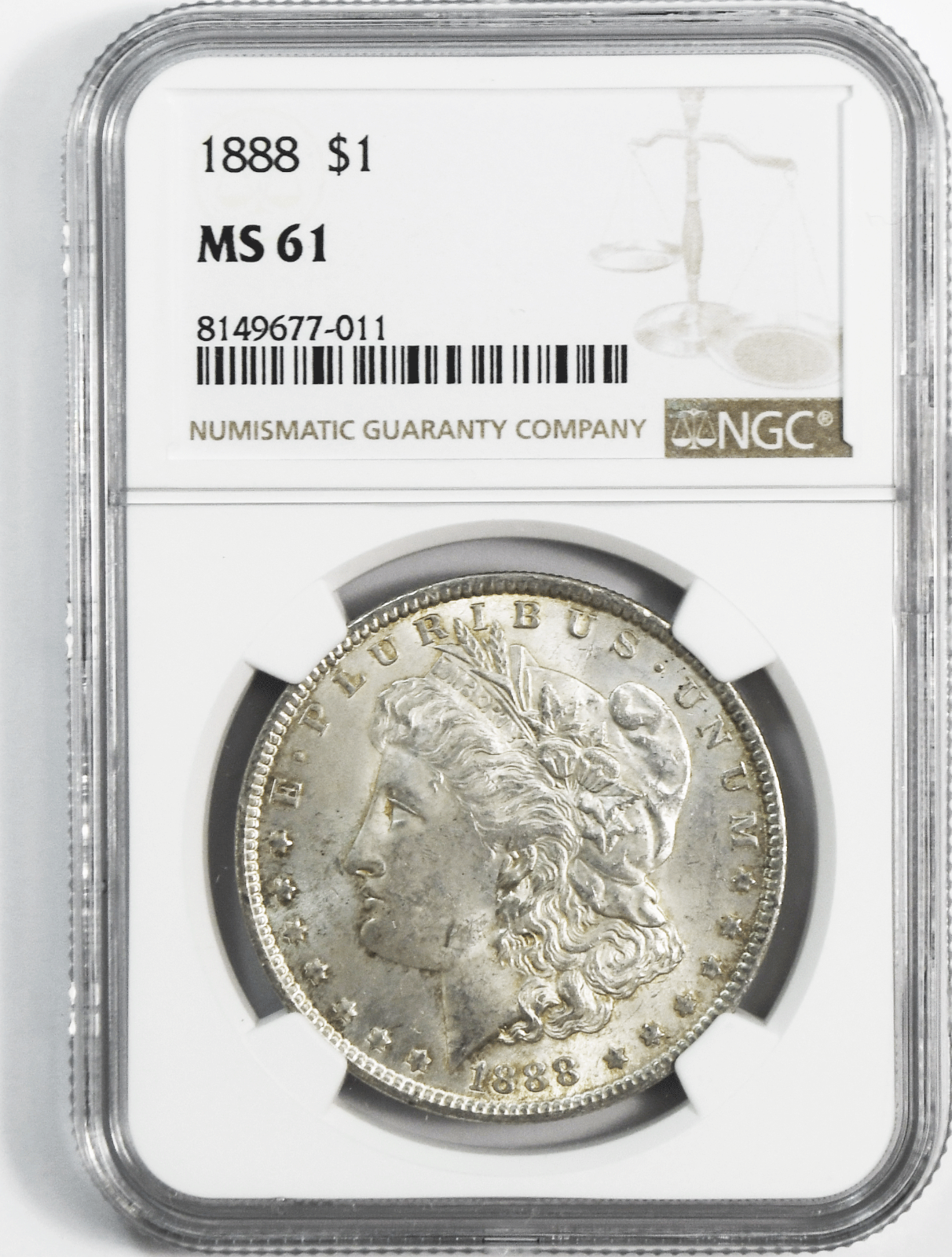 1888 $1 Morgan Silver Dollar MS61 NGC Uncirculated Philadelphia