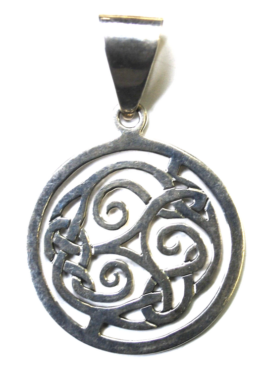 Sterling Silpada Large Round Celtic Disc Knot Scroll Pendant S1230 2-7/8" x 47m