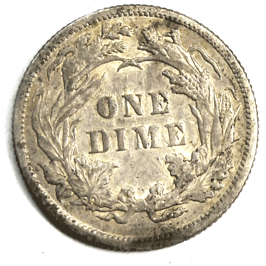 1889 10c Seated Silver Dime Ten Cents Philadelphia Obverse Scratches