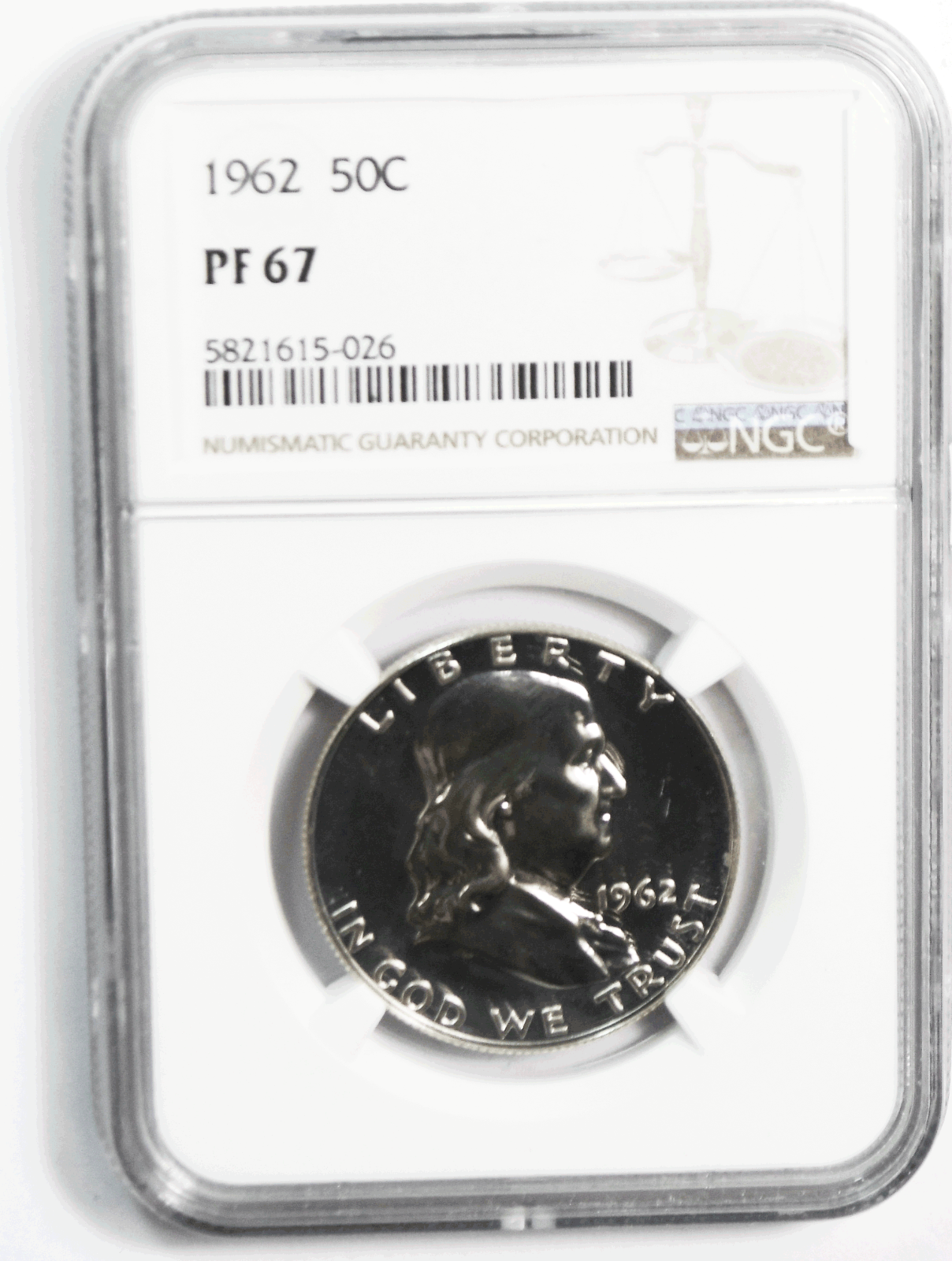 1962 50c Franklin Half Dollar Proof Silver Fifty Cents NGC PF67 Gem Unc