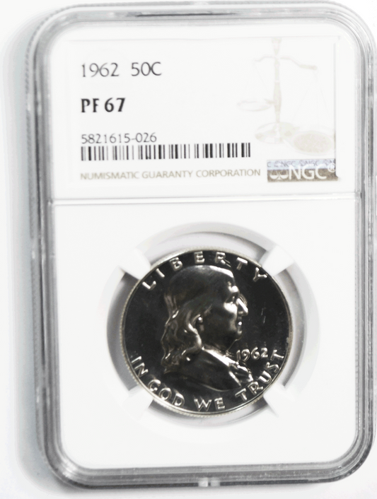 1962 50c Franklin Half Dollar Proof Silver Fifty Cents NGC PF67 Gem Unc