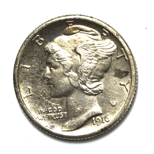 1916 S 10c Mercury Silver Dime Rare Ten Cents San Francisco AU