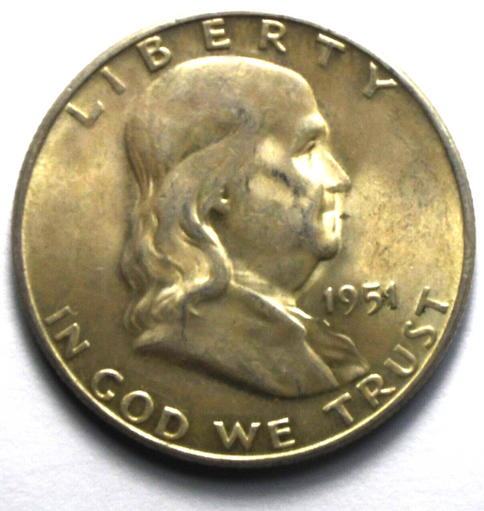 1951 S 50c Franklin Silver Half Dollar Fifty Cents Philadelphia AU