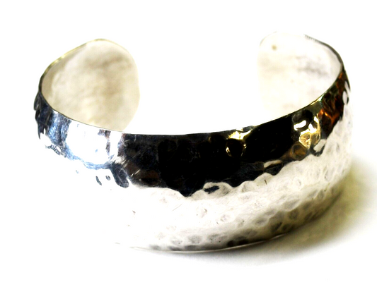 Sterling Silver Tracy Hammered Cuff Bracelet 24mm 6.75"