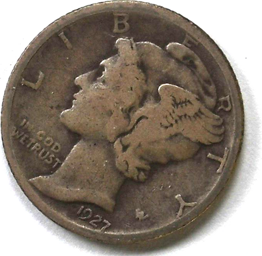 1927 D 10c Mercury Silver Dime Ten Cents Denver