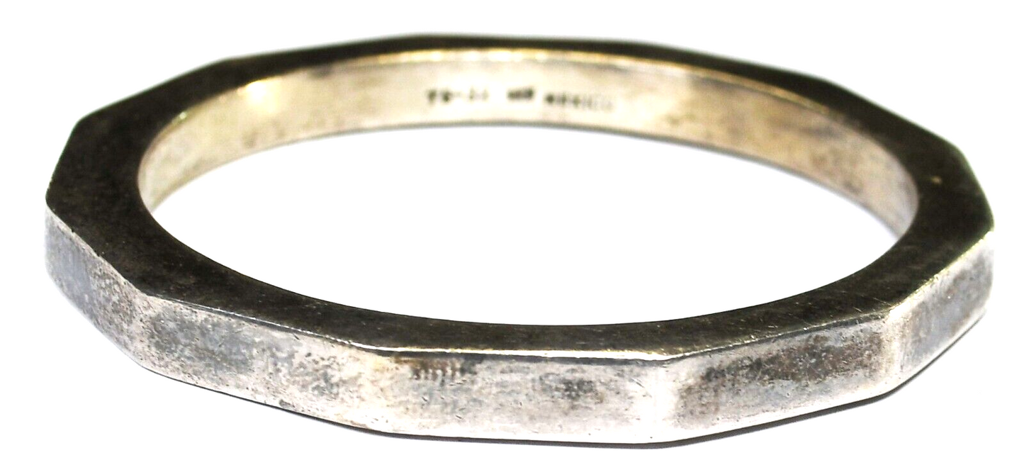 Sterling Silver Dodecagon 12 Sided Small Bangle Bracelet 7mm