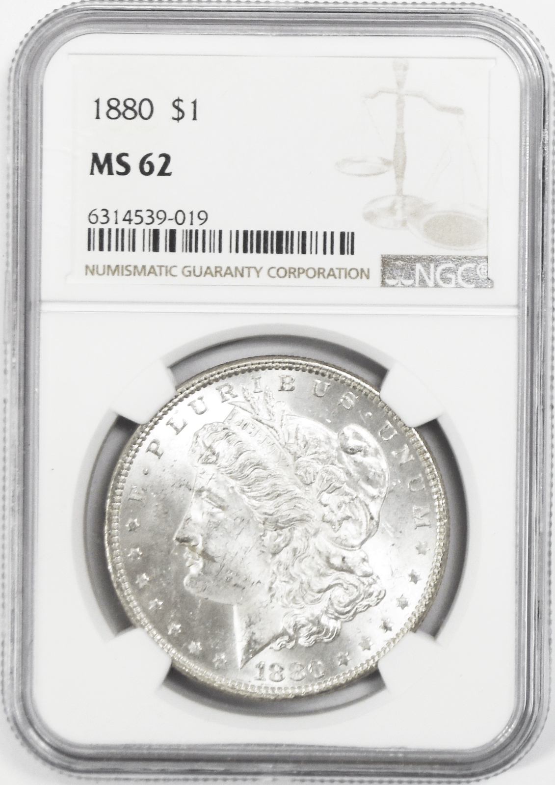 1880 $1 Morgan Silver Dollar MS62 NGC Uncirculated Philadelphia