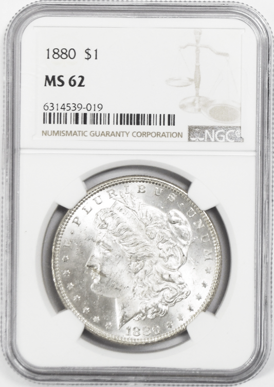 1880 $1 Morgan Silver Dollar MS62 NGC Uncirculated Philadelphia